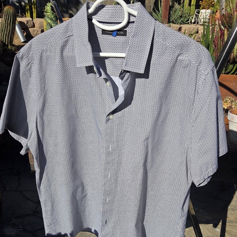 Vince Camuto Mens M Black and White Casual Shirt
